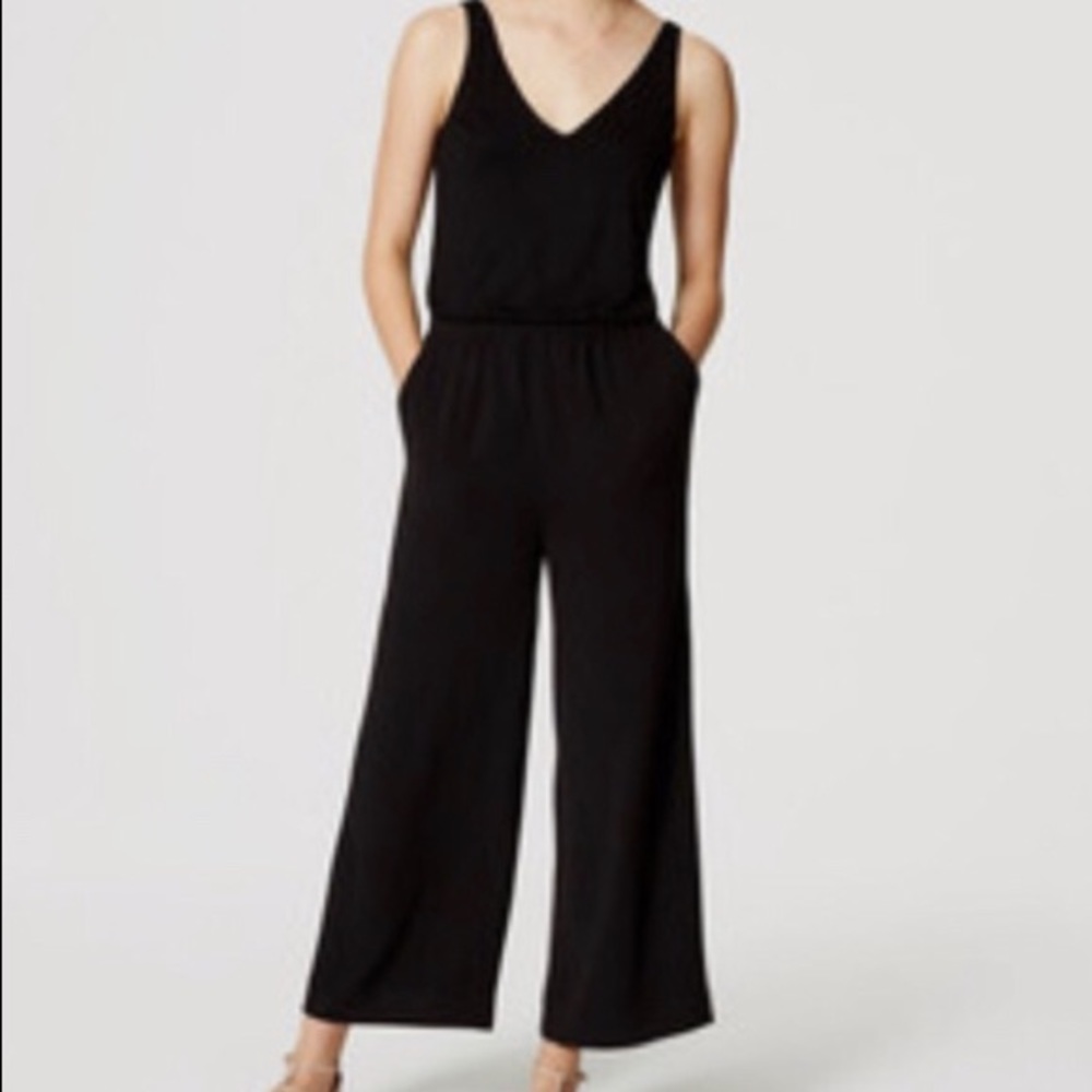 Loft wide legged mixed media jumpsuit (EUC)